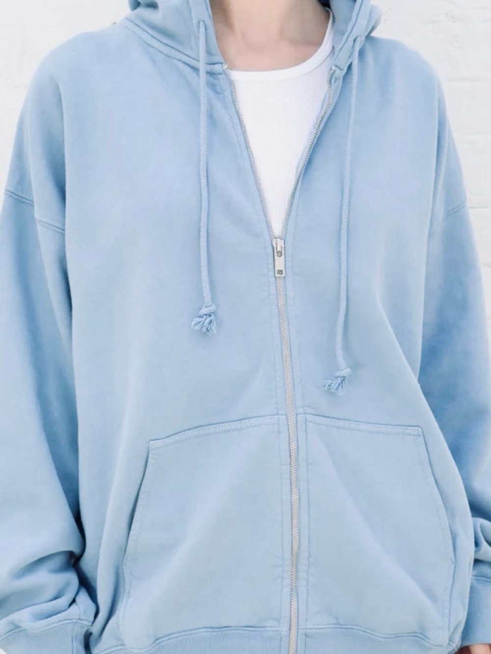 Brandy Melville Light Blue Zip-Up Christy Hoodie one size
